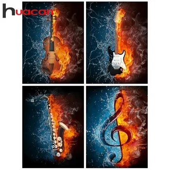 

Huacan Diy Diamond Painting Music Farmhouse Home Decor Embroidery Cross Stitch Scenery Handicraft Wall Art