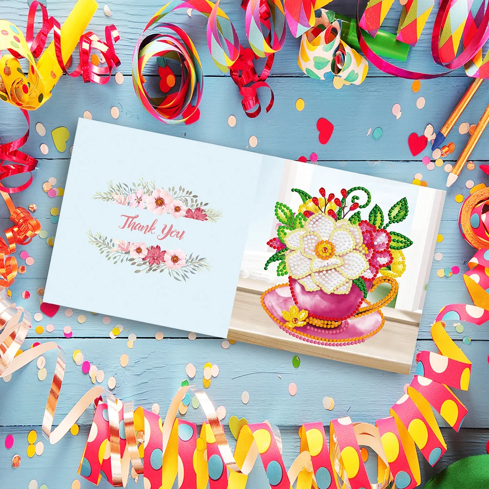 1/4/6/12Pcs 5D DIY Diamond Painting Greeting Card Special-shaped Butterfly Festival Card Happy Birthday Postcards Craft Gift
