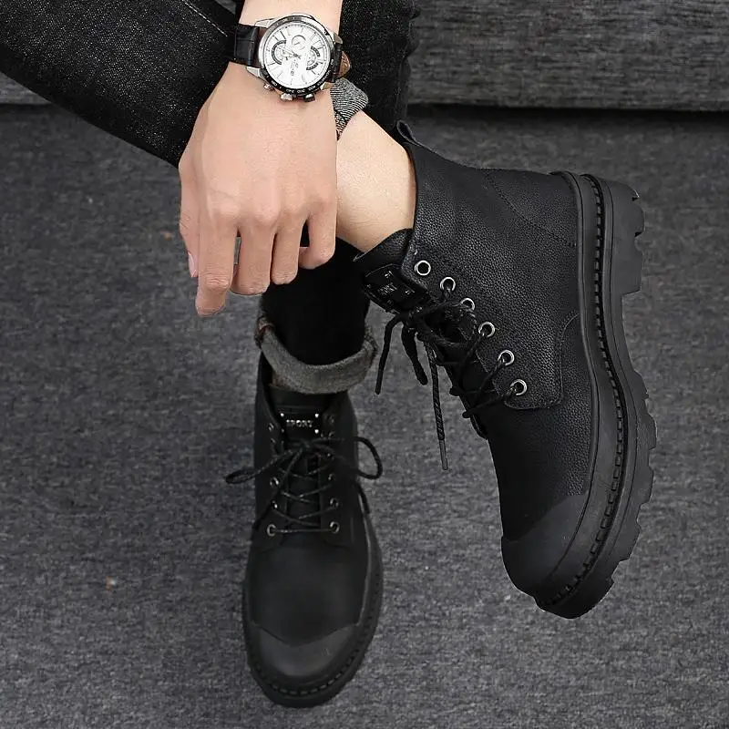 Г. Зимняя обувь мужские ботинки Ботинки martin из натуральной кожи для мужчин плюшевые теплые военные ботинки мужская обувь сапоги для взрослых мужчин 39 S
