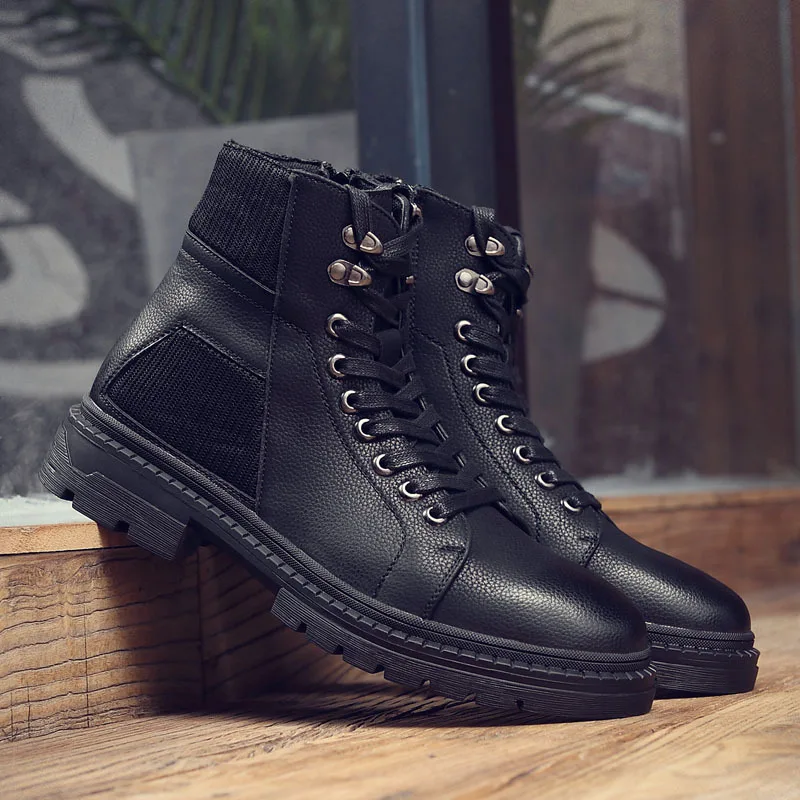

Korean-style Workwear Casual Men's Boot Combat Boots Martin Boots Men Fashion Leather Boot plus Velvet Short Boots Model G05-c