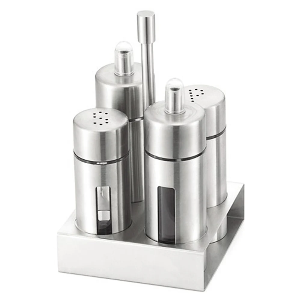 

Storage Seasoning Jar Condiment Box Set Salt Pepper With Stand Odor Free Spice Kitchen Stainless Steel Tools Bottle Cooking