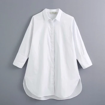 Blusa informal de popelina con botones para oficina. LS6562, camisa elegante con botones decorativos para mujer, color blanco, 2020