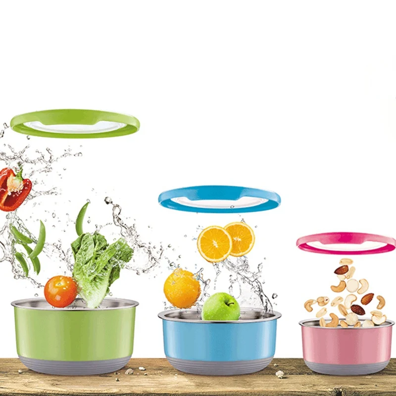 Round Stainless Steel Lunch Box Fresh Keeping Household Sealing Storage Box Leakproof