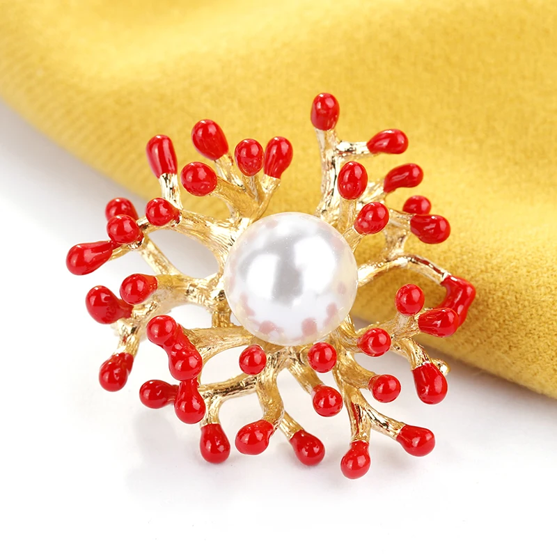 H350385X滴油珊瑚珍珠胸针 (7)