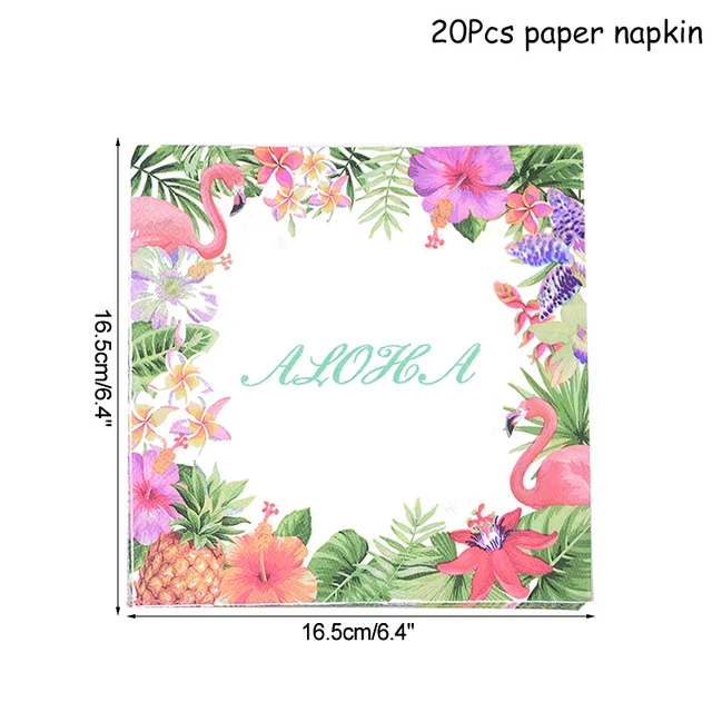 Hawaiian Party Decorations Palm Leaves Bunting Banner Luau Flamingo Summer Tropical Party Decoration Jungle Safari Party Ballons 20pcs paper napkin