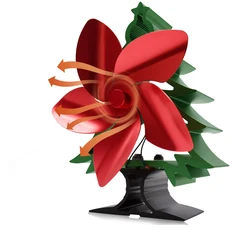 Christmas Tree Shape Five Leaves Fireplace Fan Double Stove Fan for Pellet Stove Fireplaces Heating Fans Wood Stoves With Glass