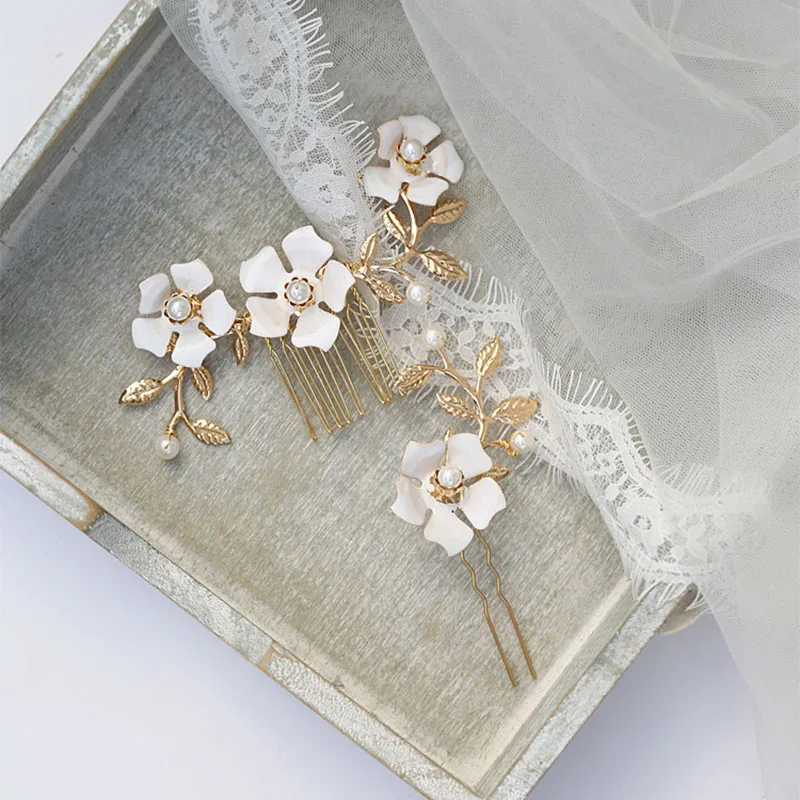 AGS30-1 Set GibsonBridal, золотые, серебряные заколки для волос, свадебные аксессуары для волос, ювелирные изделия ручной работы, свадебный головной убор - Окраска металла: AGS30-1 Set