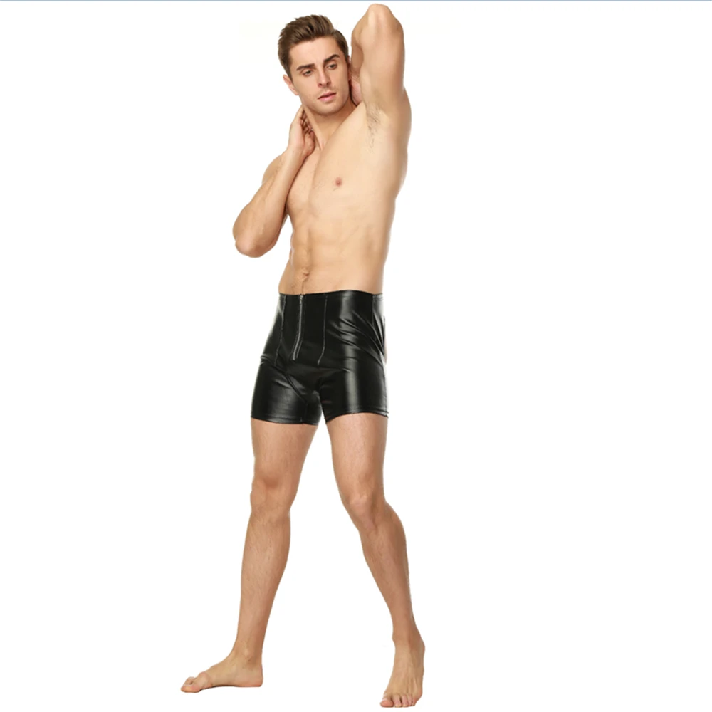 Эротические черные мужские латексные брюки Клубное сексуальное женское белье Wetlook обтягивающие лакированные кожаные эротические Трусы из