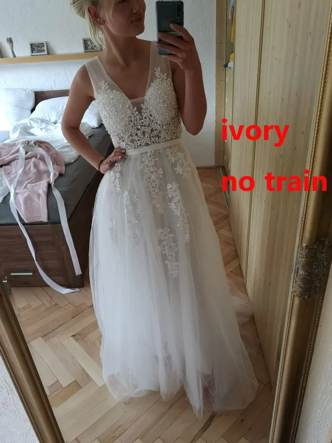 FADISTEE vestido de festa, милое Розовое Кружевное длинное вечернее платье с v-образным вырезом, вечерние платья невесты, сексуальные платья с открытой спиной и бусинами, платья для выпускного с жемчугом на шнуровке - Цвет: ivory no train