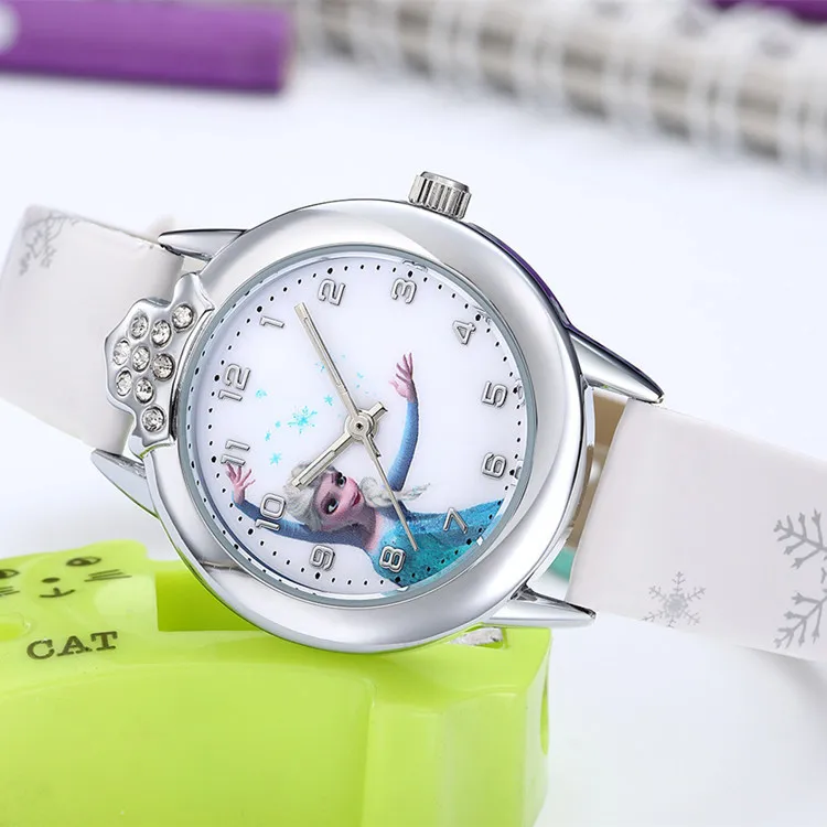Высокое качество водонепроницаемые Популярные Зимние Детские часы для девочек принцесса детские часы милые Мультяшные студенческие часы для мальчиков и девочек - Цвет: Белый