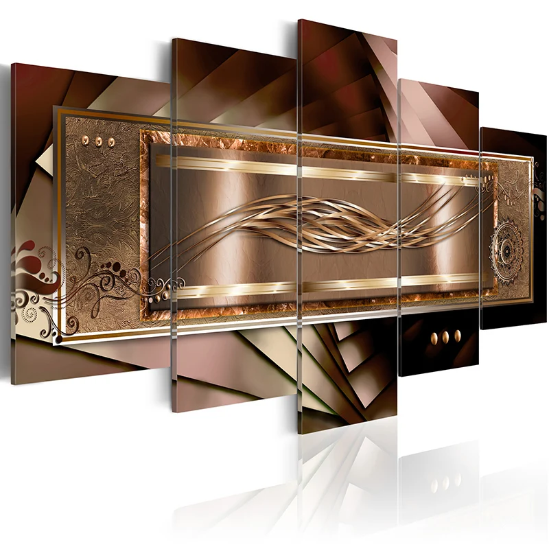 

5Pcs No Framed Abstract Golden Luxury Canvas Pictures HD Wall Art Canvas Paintings Home Decor Living Room Posters Decoration