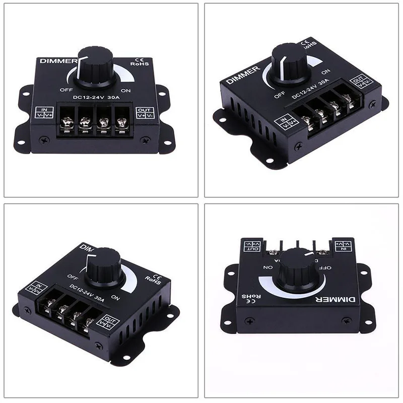 Использовать светодиодный диммер постоянного тока 12 24V 30A Регулируемая яркая лампа полосы драйвер питания P