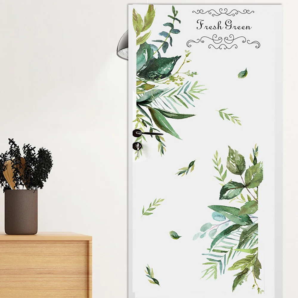 2 шт зеленый лист деревенский стиль гостиная ТВ фон съемные настенные стикеры