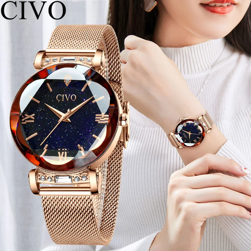 Tanie CIVO moda kobiety zegarek luksusowe wodoodporne zegarki dla kobiet kwarcowy zegarek kwarcowy 2019 panie zegar na prezent Relogio Feminino