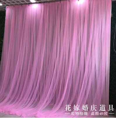 New Style Two layers Ice silk+ Outer Sheer Wedding Party Stage Background, Phote booth Background, Baby Shower 3*6M - Color: dark pink