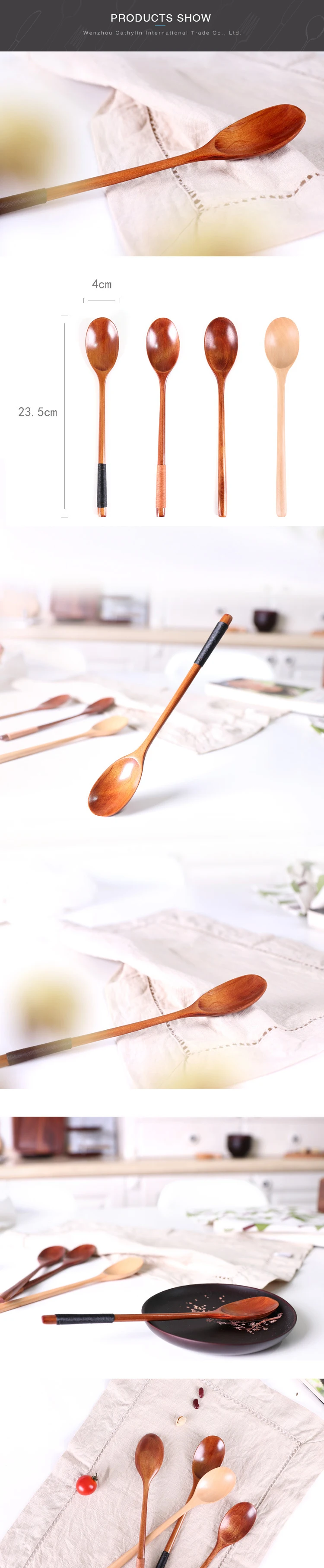 Cuillère,Cuillère en bois naturel,cuillère japonaise à Long manche,cuillère à mélanger en bois