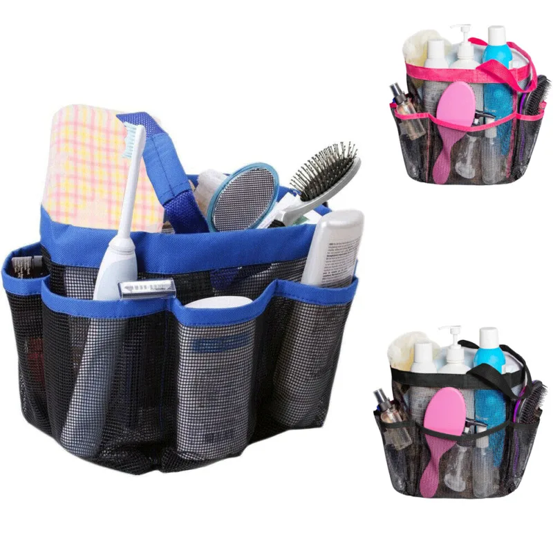 

AA 1PC Shower Caddy Mesh 8 Pocket Portable Storage Bags Holders Quick Dry Travel Tote Carry Handle Gym Dorm Case Container