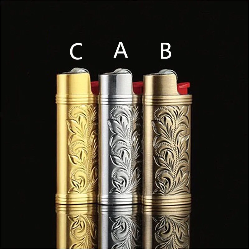 Металлическая броня, газовая зажигалка, корпус Arabesque, полый, резьба, J5, чехол для зажигалки, общий пластиковый корпус, Защитная крышка для зажигалки - Цвет: C