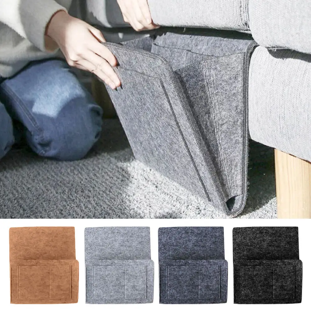

Storage Pockets Bags Felt Bedside Hanging Storage Organizer Holder With 5 Pockets For Bed Table Sofa Storage Bags With Hole