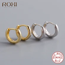 ROXI корейские простые трендовые 925 пробы серебряные круглые серьги-гвоздики, круглые серьги с гладкой поверхностью для женщин, ювелирные изделия Brincos