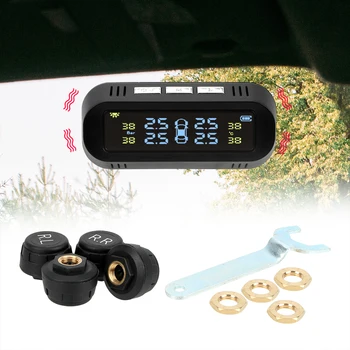 

Original Solar TPMS Car Tire Pressure Alarm Monitor System Display Intelligent Temperature Warning Fuel Save with 4 Sensors
