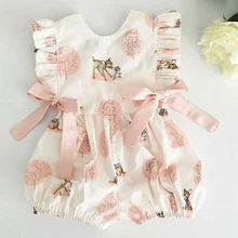 Г. Летняя одежда для маленьких девочек Милый хлопковый мягкий Песочник с изображением оленя, комбинезон для новорожденных детская одежда