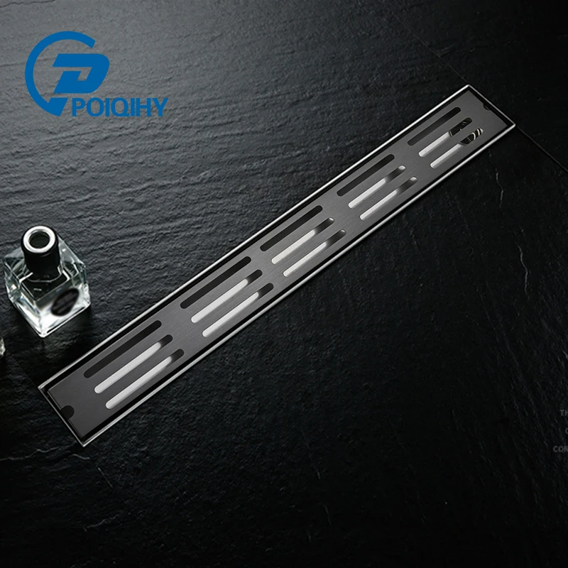 

POIQIHY 90*10cm rectangle Floor drain Black/Multi-Colored Horizontal strip Style Bathroom Sanitary Floor Drain Deodorant