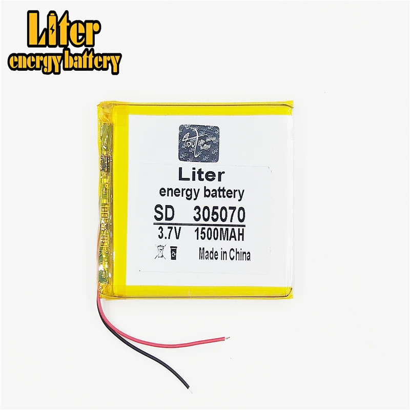 

3.7V 1500mAH 305070 polymer lithium Li-ion battery for GPS,mp4,mp5,dvd,bluetooth,model toy mobile