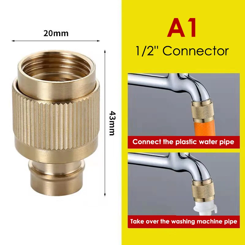 1PC High Quality 1/2 3/4" Brass Hose Nozzle High Pressure For Car Garden Adjustable Water Sprayer Garden Nozzle 