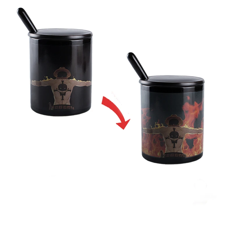 ONE PIECE Portgas · D Ace кружка крышка и ложка аниме кофейная молочная чашка керамические
