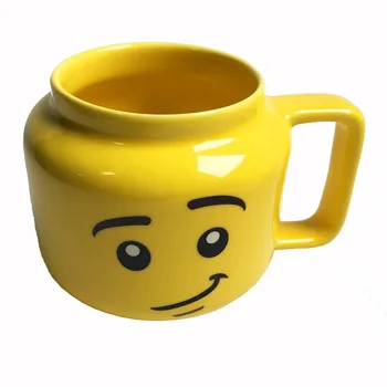 

Ceramic Coffee Mug Smiling Expression Drinkware mugs coffee cups yellow Cute smiley Q Styles large capacity Water cup for gifts