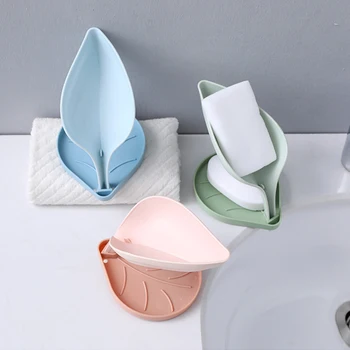 

Multi-functional Household Storage Soap Box Bathroom Shower Leaf Shape Soap Box Dish Storage Plate Tray Holder Case Container