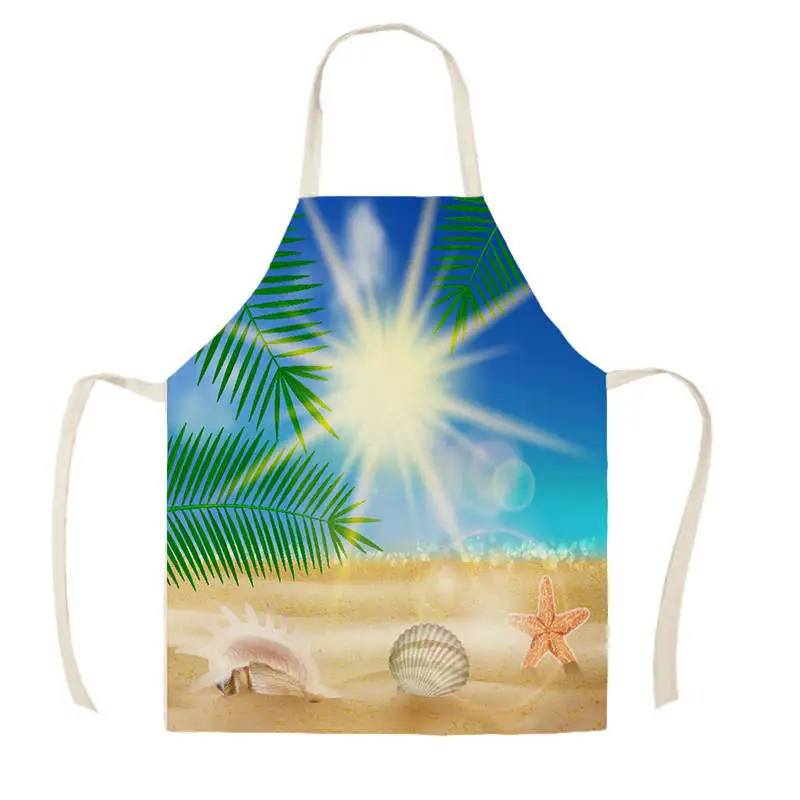 Women Kitchen Apron Cotton Linen Summer Cool Sleeveless Chef Cooking Aprons Kitchen accessories WQ1557