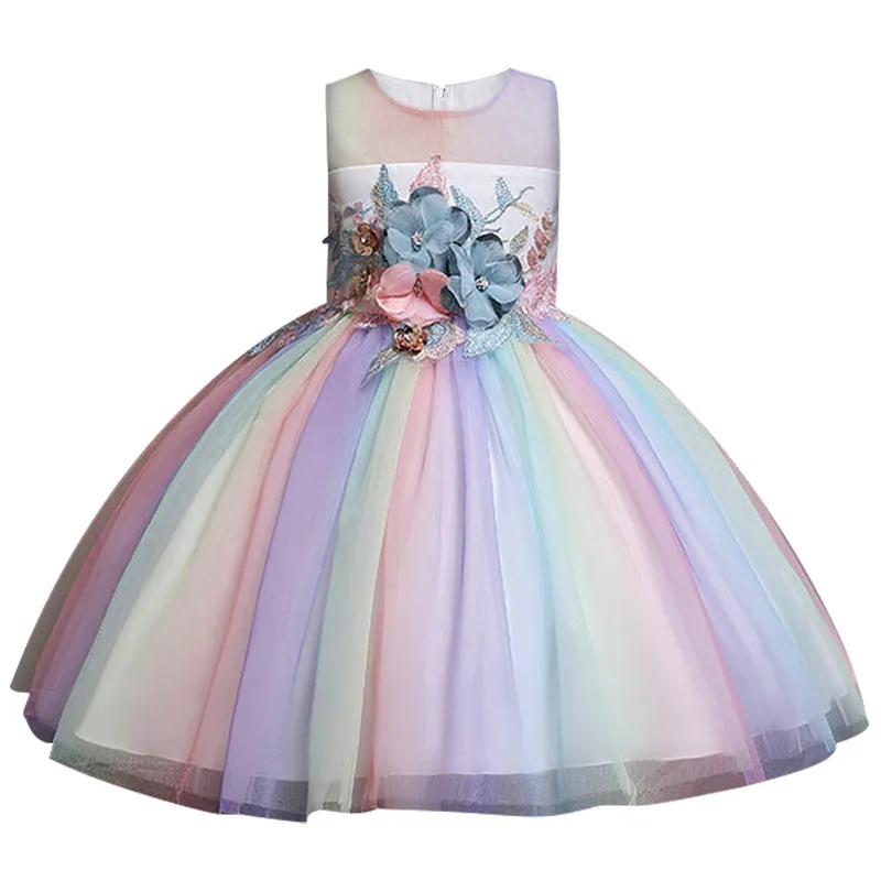 Flower Girls Dress Embroidered Formal Princess Kids Dresses For Elegant Wedding Party Children Clothing 3 8 10 Years | Детская одежда и