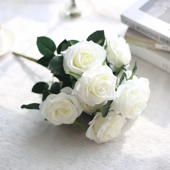 

10 Heads Silk Rose Artificial Flowers Fake Bouquet Wedding Home Party Decoration Artificial Rose Flowers