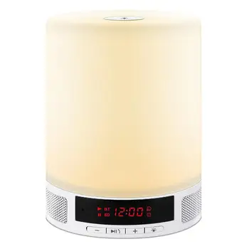 

Lighting Bluetooth Speaker with Bedroom Table Lamp Touch-Sensitive Control Support TF Card Hand-free Calls Alarm Clock