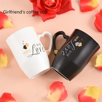 

Couple cups a pair of simple creative coffee cups girlfriends ceramic cups cute Nordic wind mugs coffee mugs teacup Gift Box