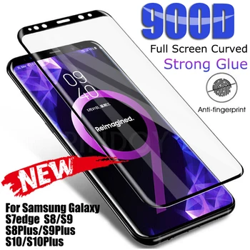 

900D Full Curved Tempered Glass For Samsung S8 S9 S6 Edge 10 Plus Protective Glass For Samsung Note 8 9 S7 Edge Screen Protector