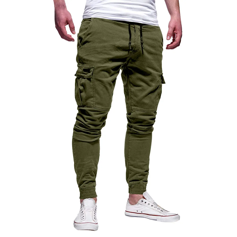 Pantalones de Jogging de los hombres 2021 Color sólido Pantalones Casual bolsillo deporte trabajo Casual gimnasios Pantalones deportivos de la ropa de los hombres 2021