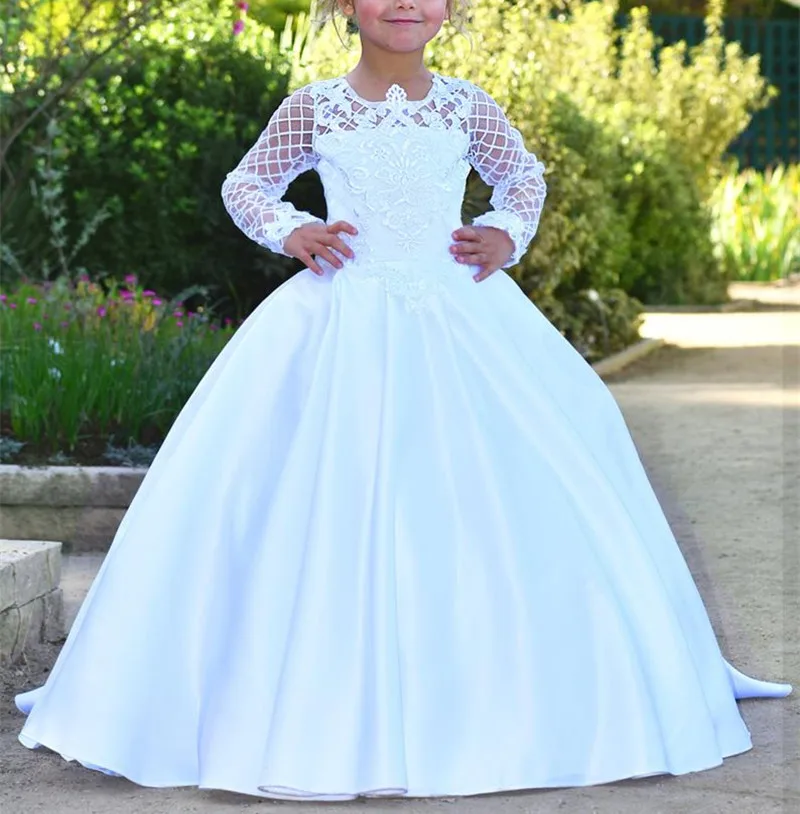 45Ivory flower girl dress Baptism First Communion Vintage Lace girls party dress