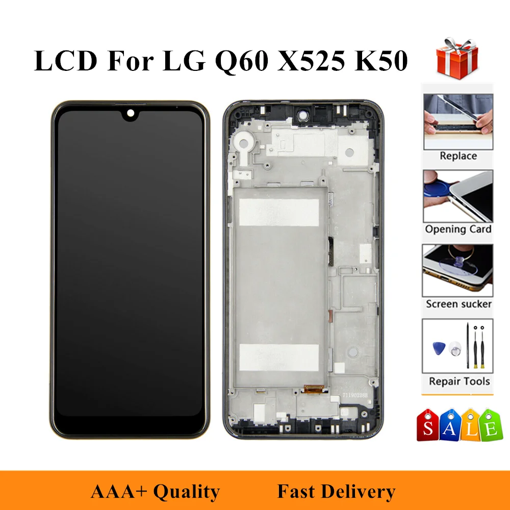 ЖК-дисплей для LG Q60/K50/K12 Prime 2019 X525 X525ZA X525BAW X525HA X525ZAW LMX525EAW сенсорный экран с