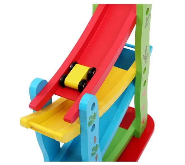 

Wooden CHILDREN'S Toy Boy Roller Coaster Four Layer hua xiang che Track Car Slippery Car Toy Slippery Cars
