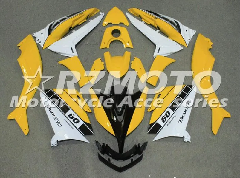 ABS литья под давлением Обтекатели подходят для- 15 16 Yamaha TMAX530 530 корпуса кузова набор на заказ желтый белый