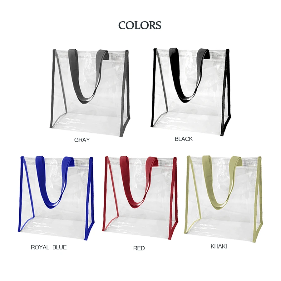 Borsa trasparente approvata dallo stadio Borsa tote in vinile trasparente in PVC Borsa a tracolla lunga per lavoro, scuola, esterno, spiaggia, shopping  1524