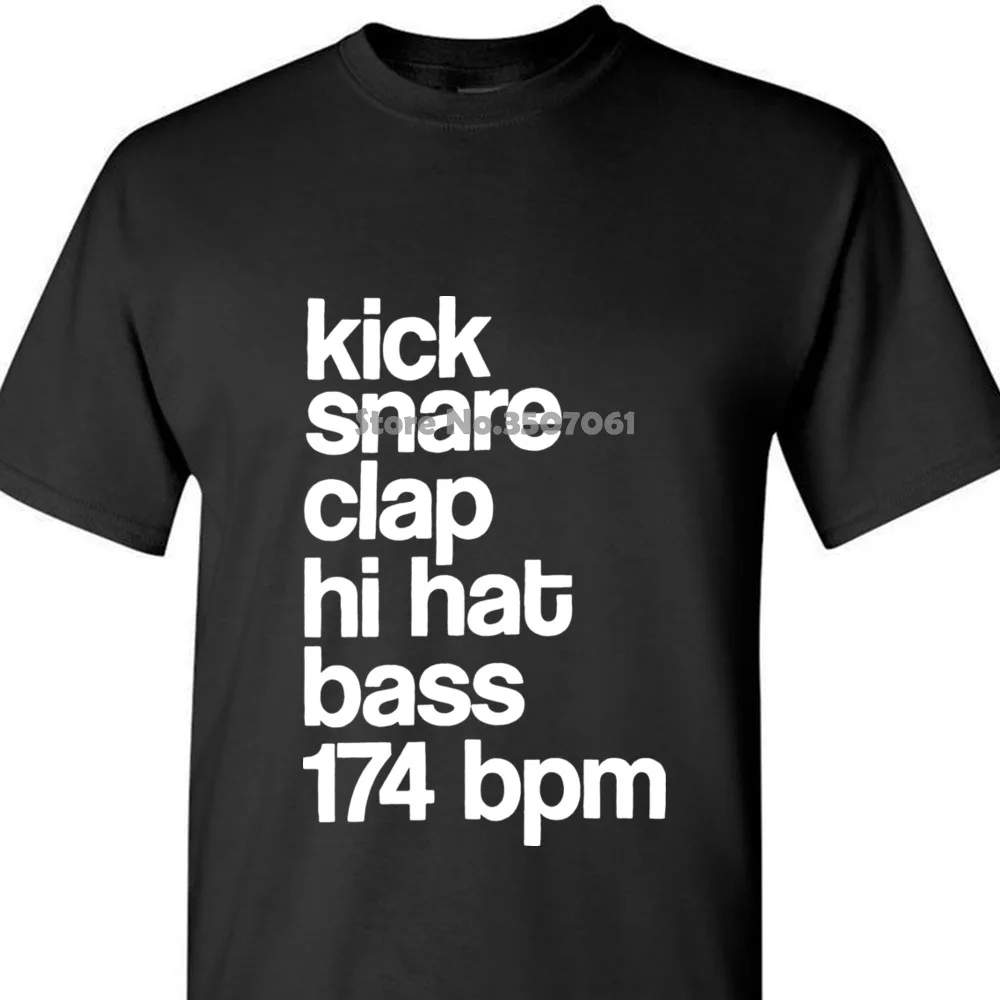 

Dj Shirt - Kick Snare 174 Bpm - Synthesizer Bass Synth Music Drum & Bass Producer Printed T Shirt Print T shirt Mens Summer tops