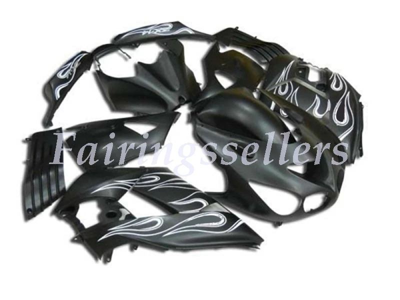 Пресс-форма для мотоцикла ABS Обтекатели комплект подходит для kawasaki Ninja ZX-14R 2006 2007 2008 2009 2010 2011 черный и красный цвета пламени