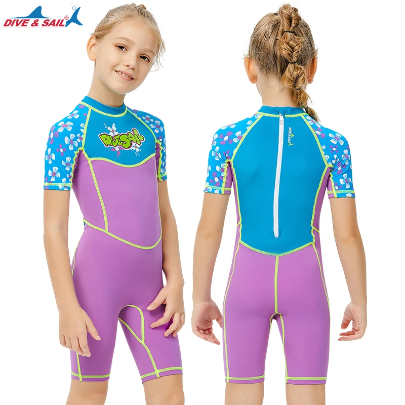 

Girls and Boys One Piece Rash Guard Swimsuit Kid Water Sport Short Swimsuit UPF 50+ Sun Protection Bathing Suits Sunsuit Zip up