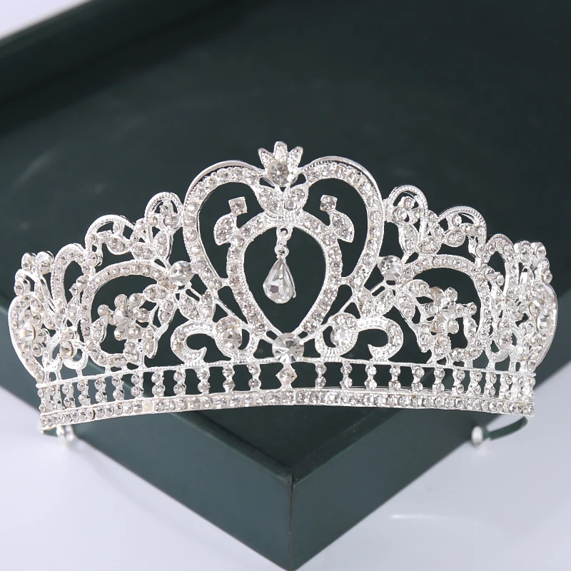 Trendy Gold Silver Color Crystal Tiara And Crowns Pearl Queen Princess Wedding Diadem Women Bridal Hair Accessories jewelry accessories hair accessory hair headdress bridal headwear hair band crown
