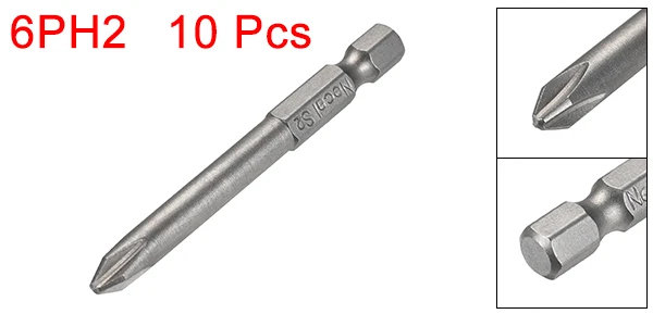 H1or4inchx65x6PH2 10 Uxcell отвертка бит шестнадцатеричный хвостовик 50/65 мм Длина Phillips Магнитная отвертка S2 для Электрические пневматические сверла и т. д. форт - Цвет: H1or4inchx65x6PH2 10