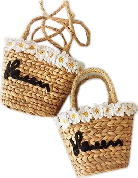 

Straw Bag Ins Fashion Busket Daisy Woven Tote Embroidered Handbag Summer Mini Bag Holiday Beach Shoulderbag for 2020